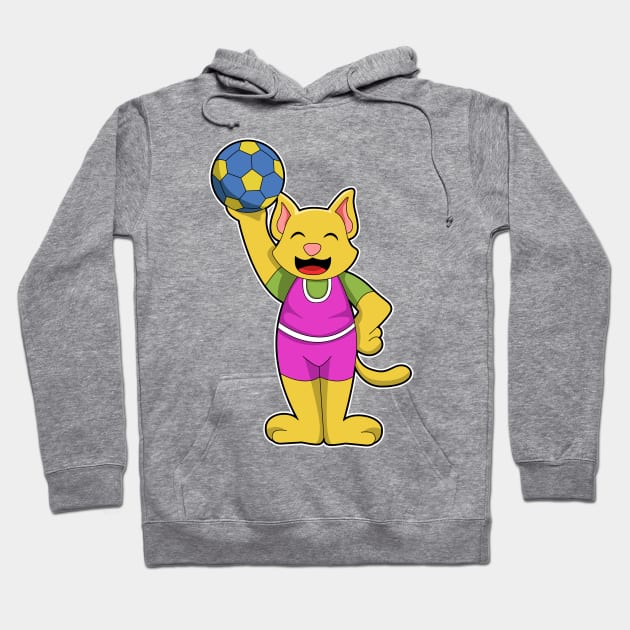 Cat as Handball player with Handball Hoodie by Markus Schnabel